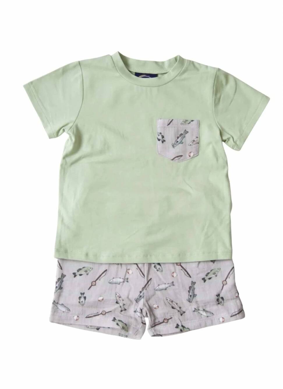 NEW EMMA JEAN kids' trout fish short set in sage/ grey